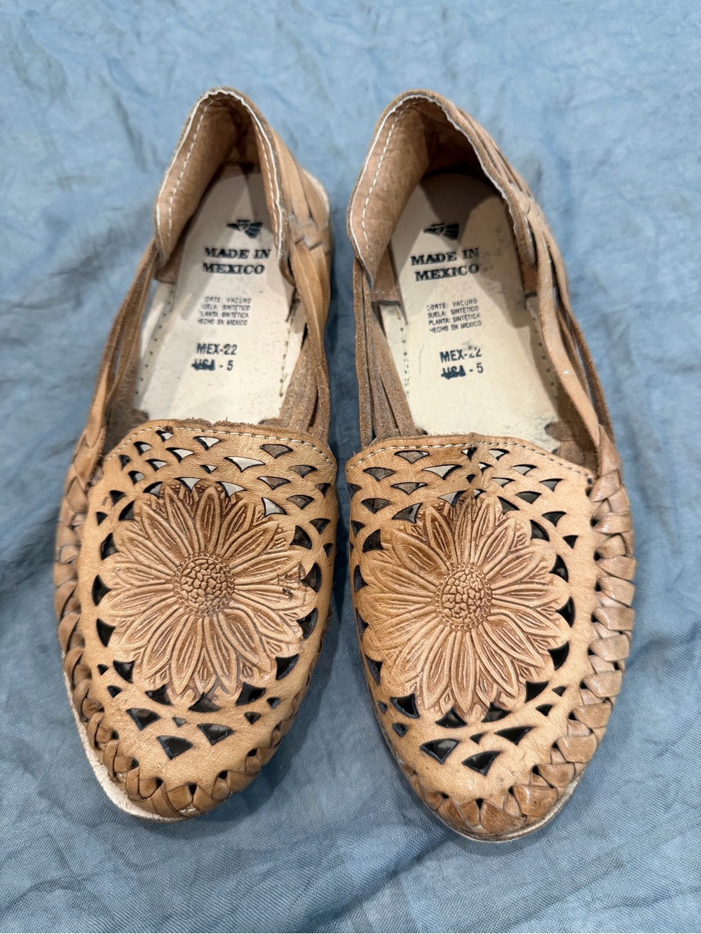 Handcrafted Tan Leather Women’s Huarache Loafers